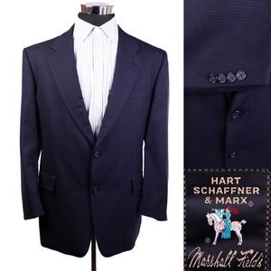 VTG Hart Schaffner Marx Men's  Blazer Suit Jacket Sport Sz 44 Pinstripe blue.